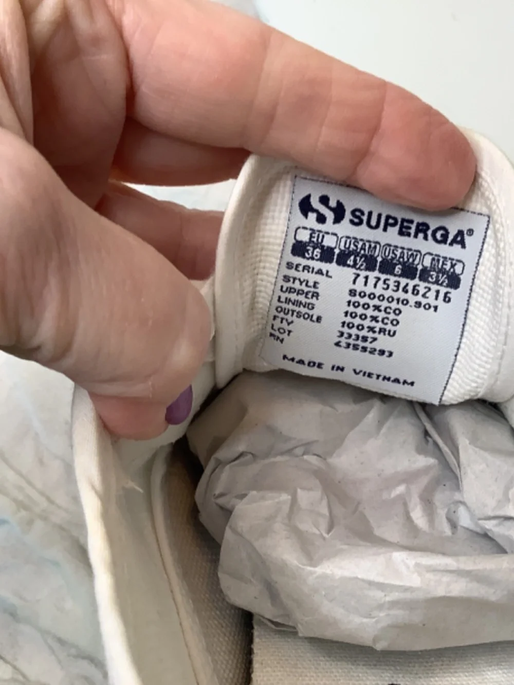 EUC SuperGA white‎ sneakers size 6/36